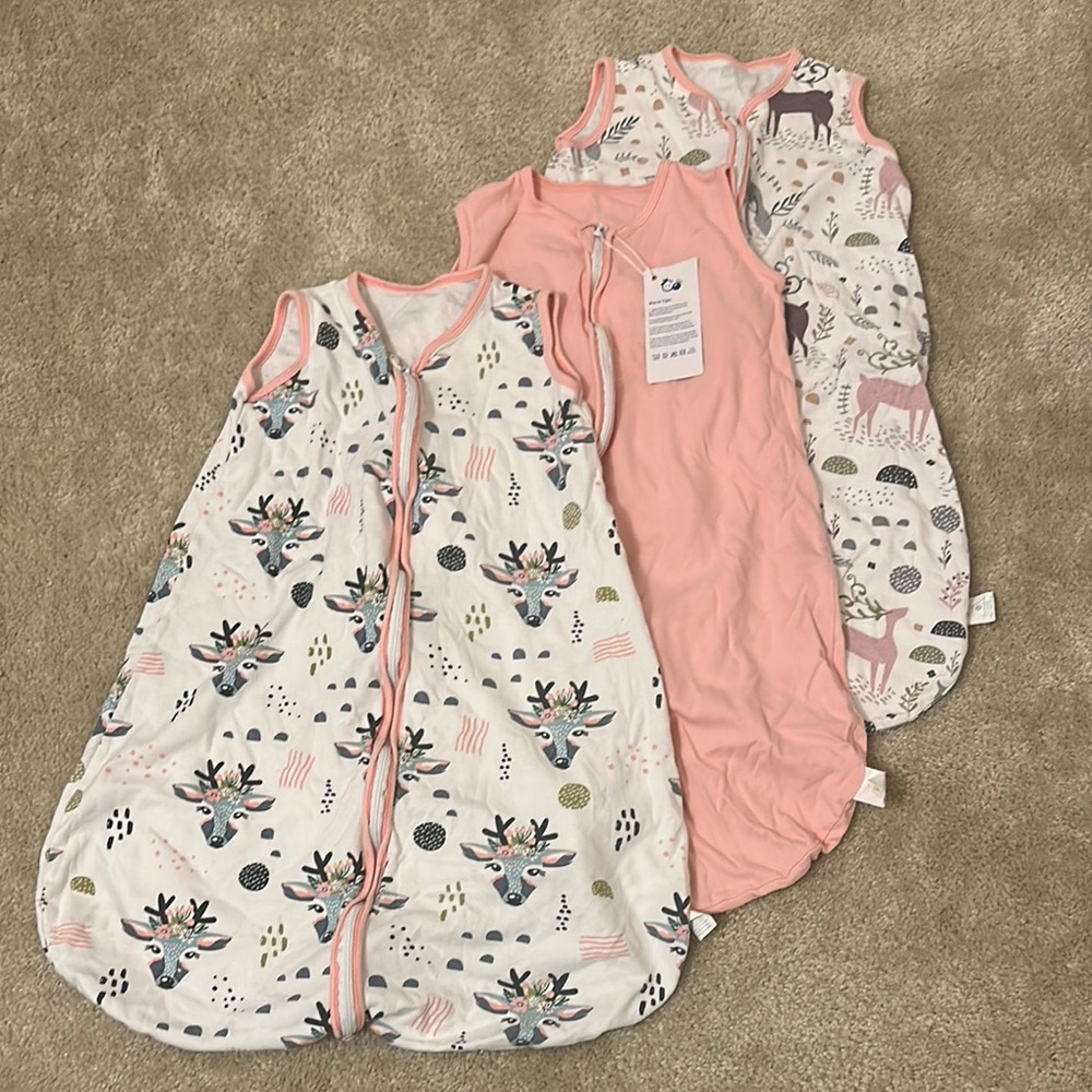 NWT Cute Castle cotton girls sleep sacks size 12-18M